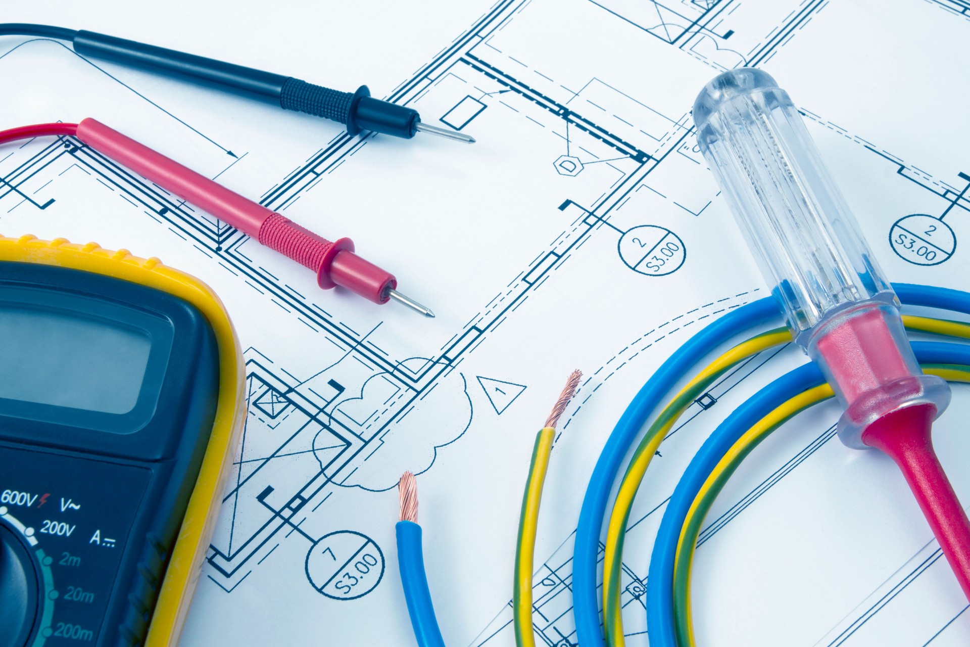 Work Tools on House Plan Background